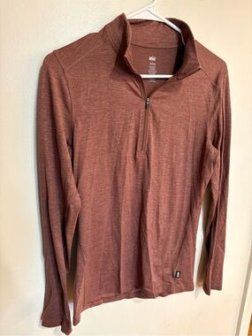 REI Half-Zip Long Sleeve Top in Rust Heather size medium
